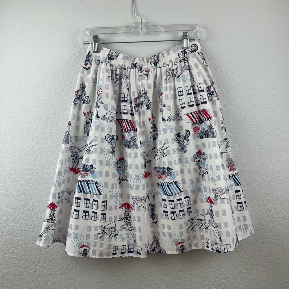 ModCloth Dog Umbrella Graphic City Skirt Sz M - Picture 6 of 11
